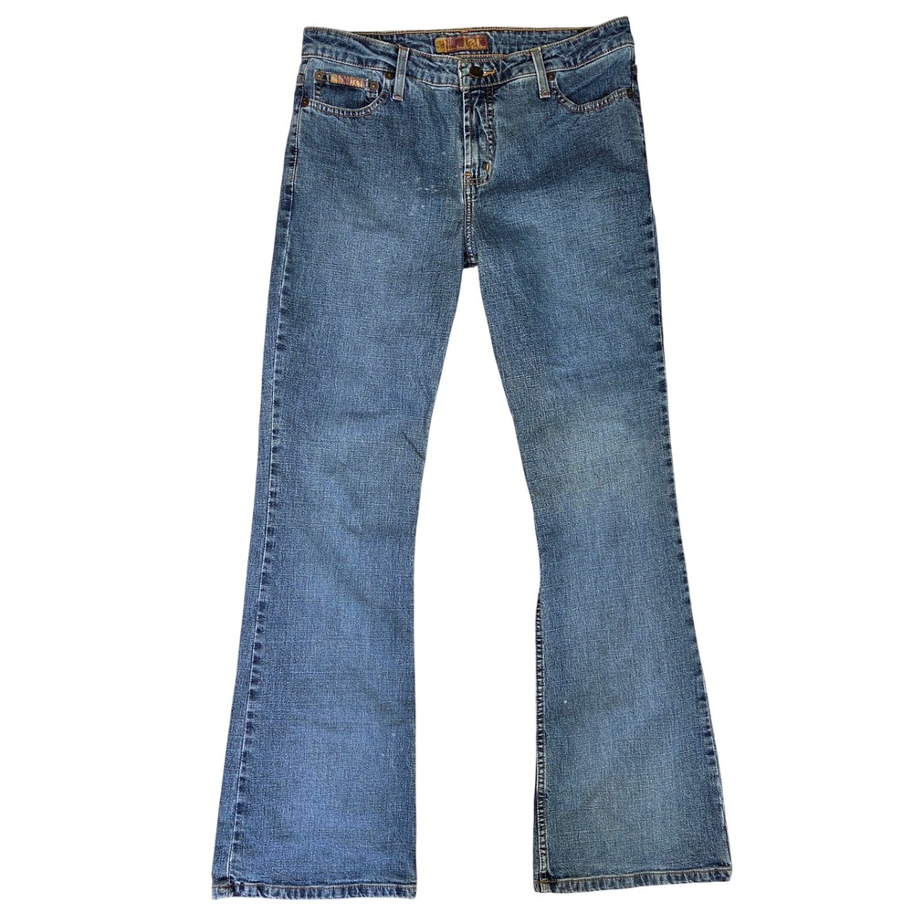 LEI Womens Blue Flare Jeans Mid Rise Bootcut Denim Pants Size 11 Y2k 2000s